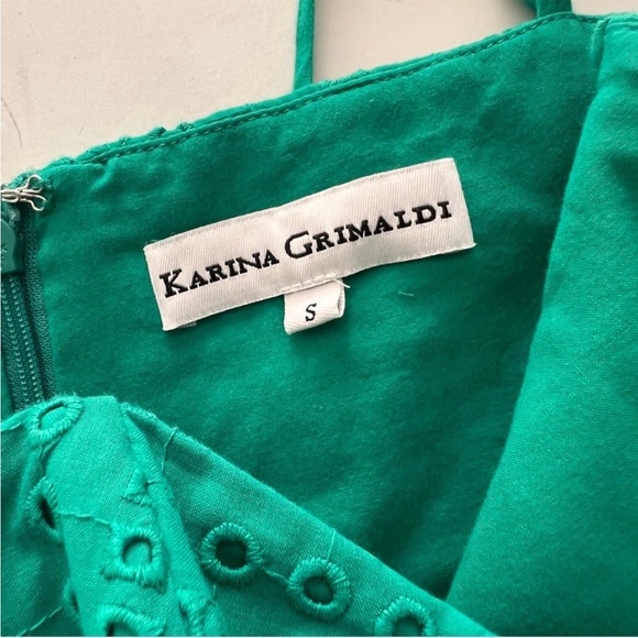 Karina Grimaldi Green Cutout Eyelet MIDI Dress Revolve Size Small - Picture 5 of 6